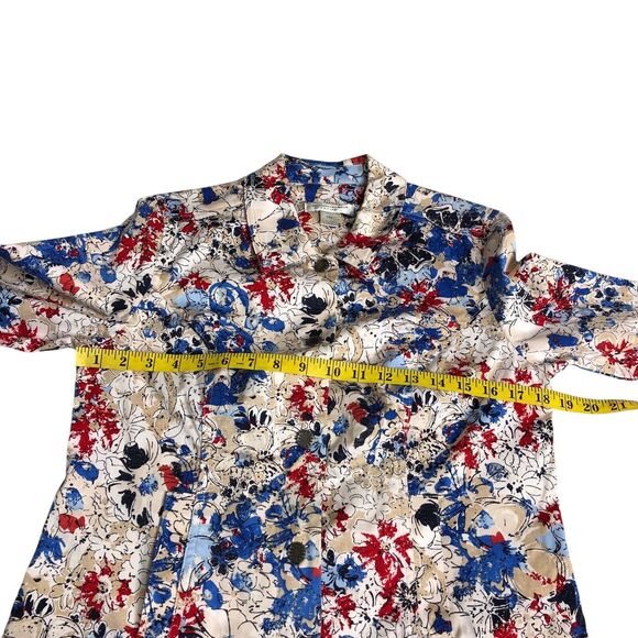 Christopher & Banks Jacket Womens M Petite Floral Art To Wear Abstract Pockets - Picture 14 of 16